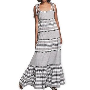 Veronica Beard Monochrome Striped Maxi Dress